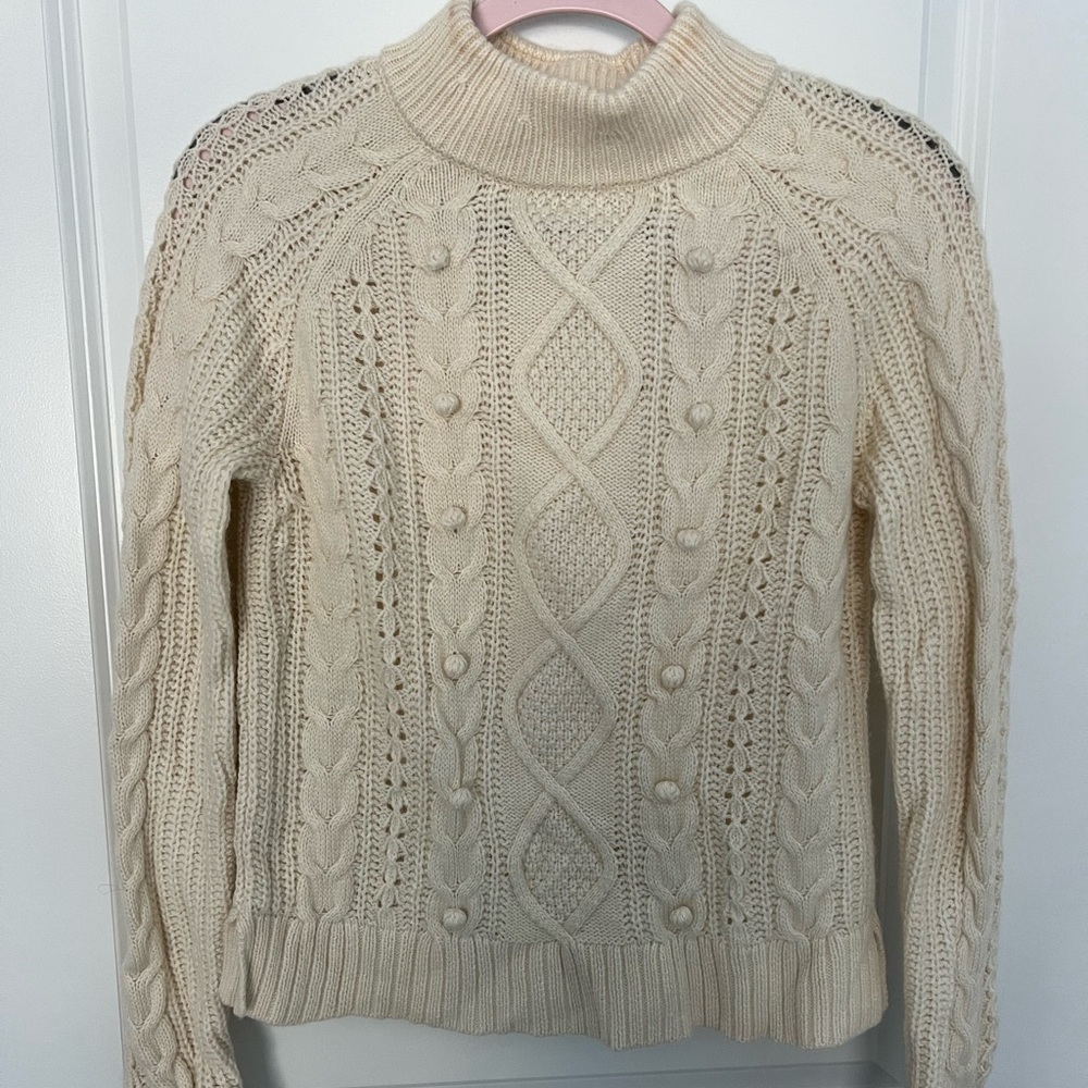 J Crew Cable Knit Cream Sweater